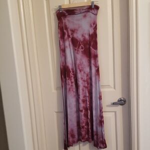 Tie-Dye Maxi Skirt - Red and White